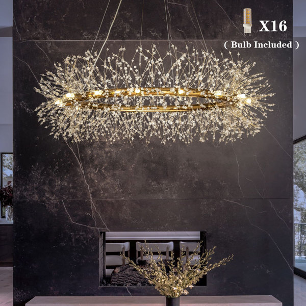 Everly Quinn Galewood 16lights Wagon Wheel Firework Crystal Chandelier